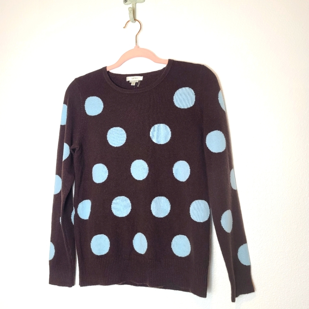 Tyler Boe Polka Dots Cashmere 100% Crewneck Sweater in Chocolate Brown - Picture 3 of 10